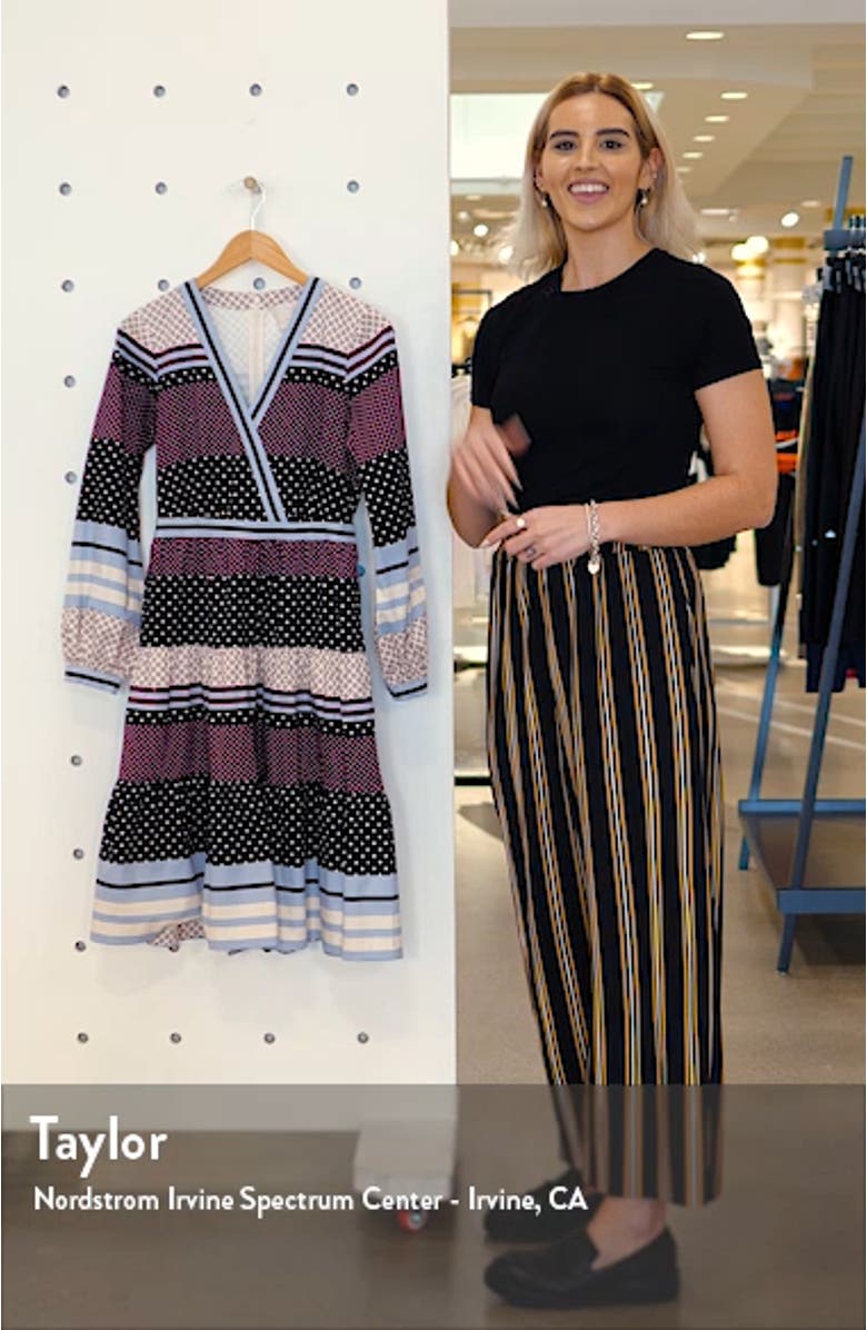 Dakota Mixed Print Long Sleeve Fit & Flare Dress, sales video thumbnail