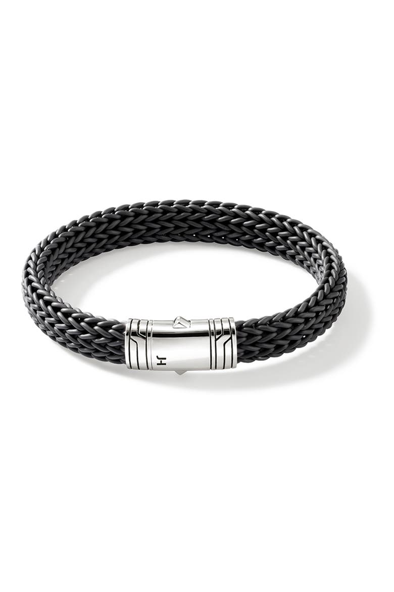 Men's Woven Bracelet, Main, color, SILVER