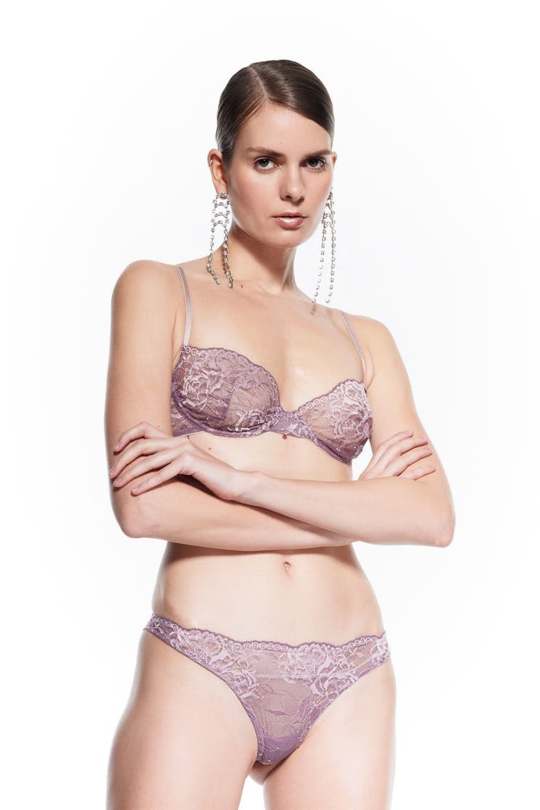 Lilly Thong - French Lace Brazilian Panties, Alternate, color, Pink
