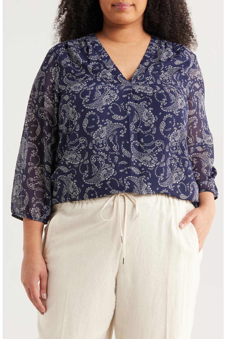 Kelly Paisley Top, Main, color, PACIFIC NAVY/ JONES WHITE