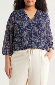 Jones New York Kelly Paisley Top