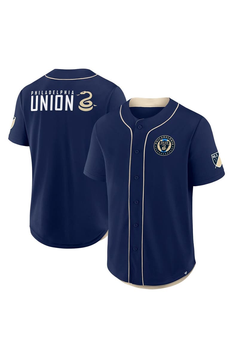 FANATICS Men's Fanatics Navy Philadelphia Union Injury Time Baseball Jersey, Alternate, color, 