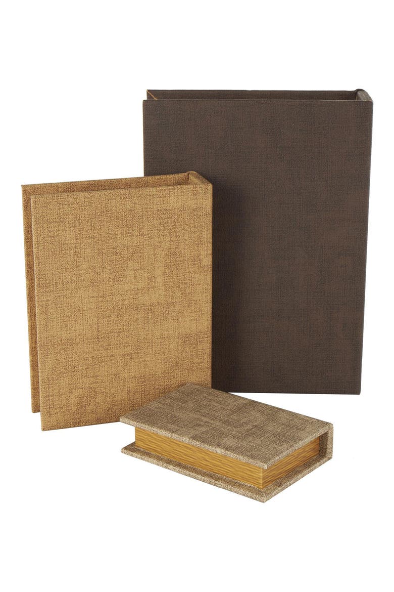 Set of 3 Faux Book Boxes, Alternate, color, MULTI COLORED