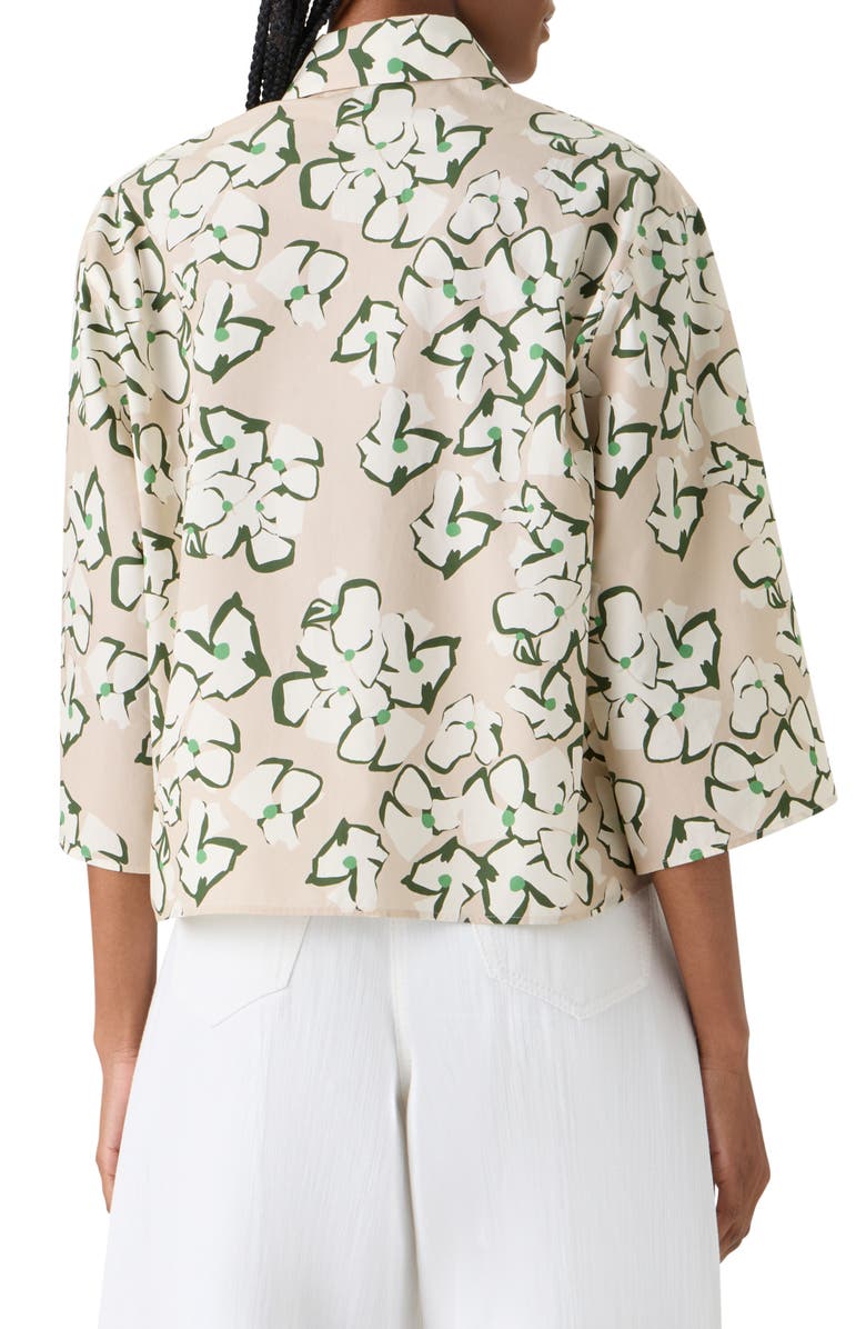 Akris punto Papercut Flower Cotton Poplin Top, Alternate, color, Beige-Cream-Olive