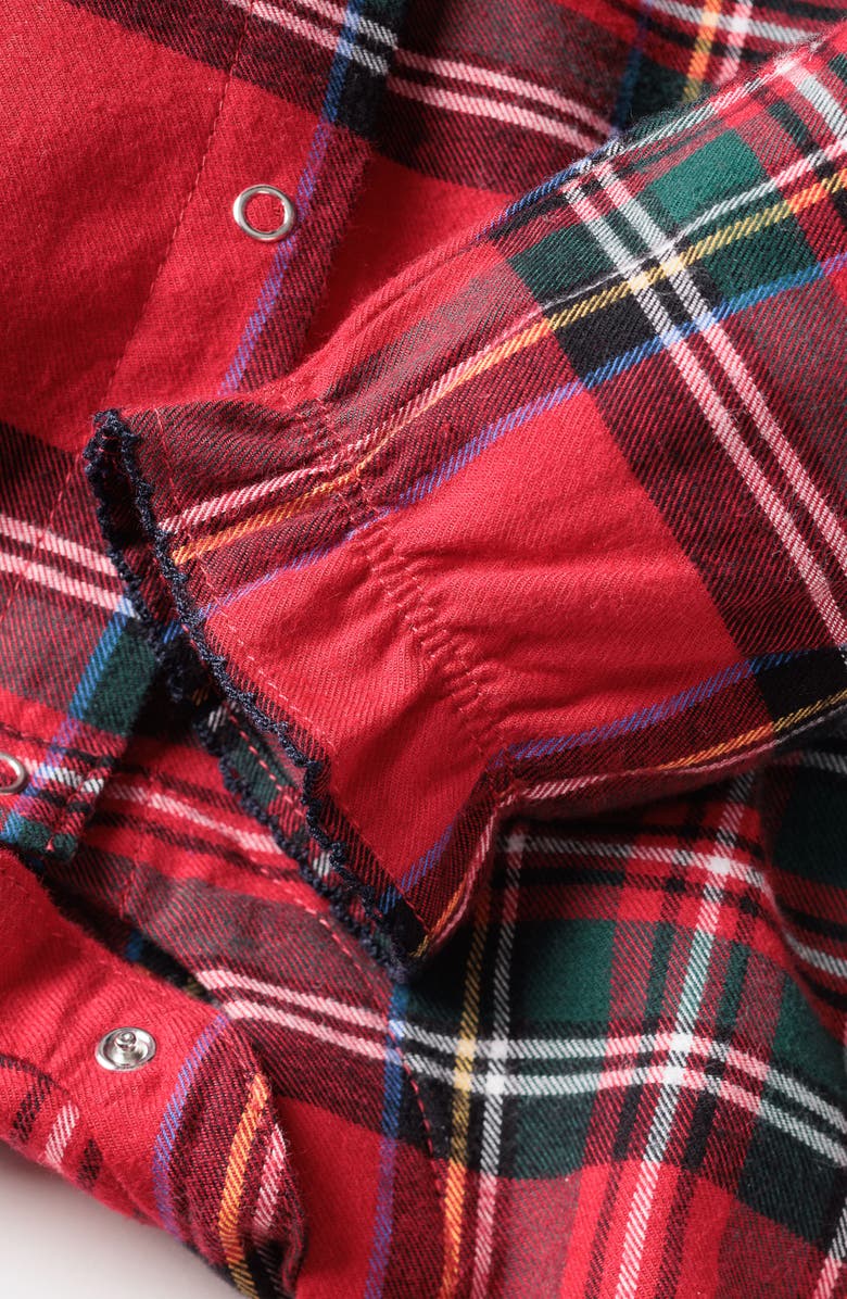 Petite Plume Madeline Imperial Tartan One-Piece Brushed Twill Pajamas, Alternate, color, Red