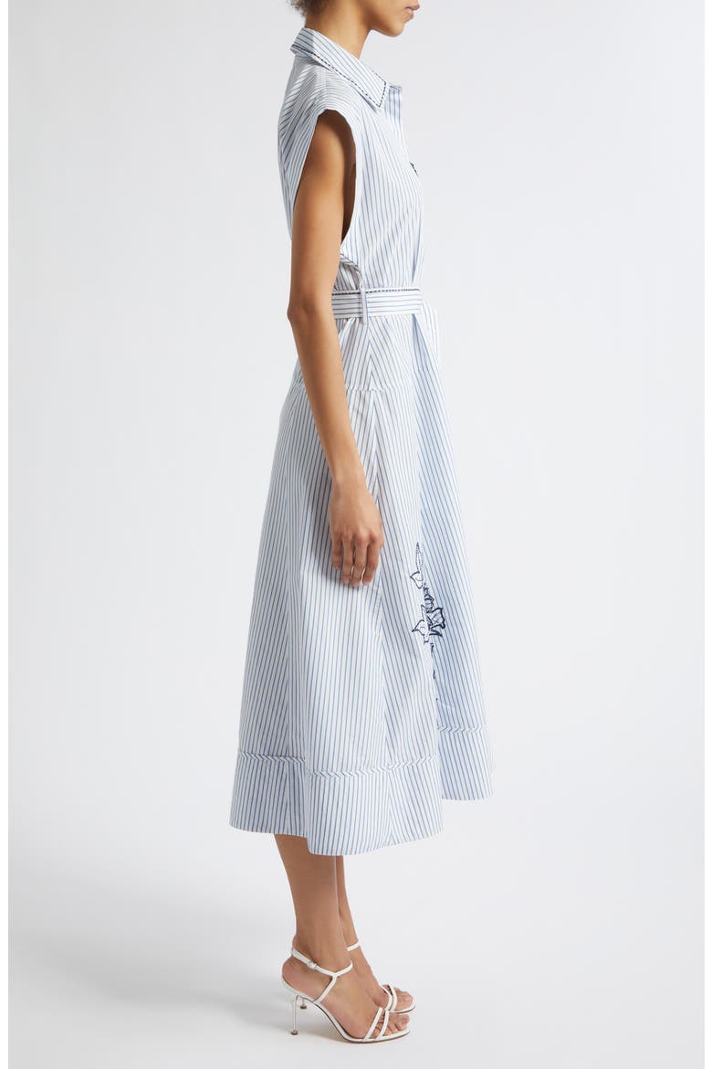 Callie Floral Appliqué Stripe Midi Shirtdress, Alternate, color, WHITE MULTI