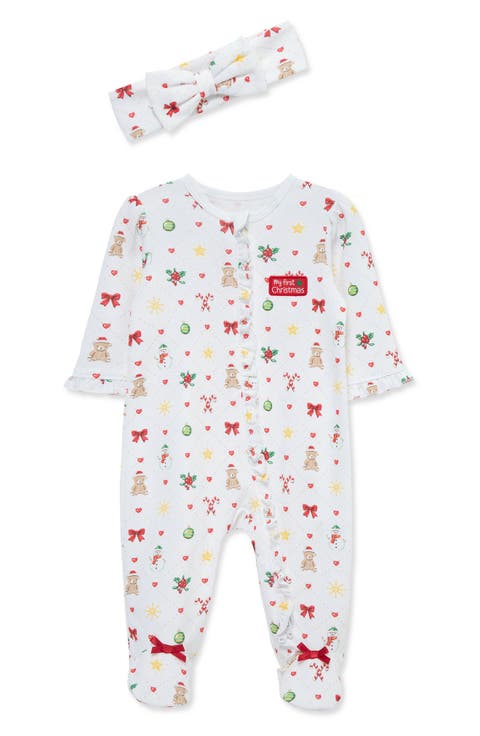 Festive Holiday Footie & Headband Set (Baby)