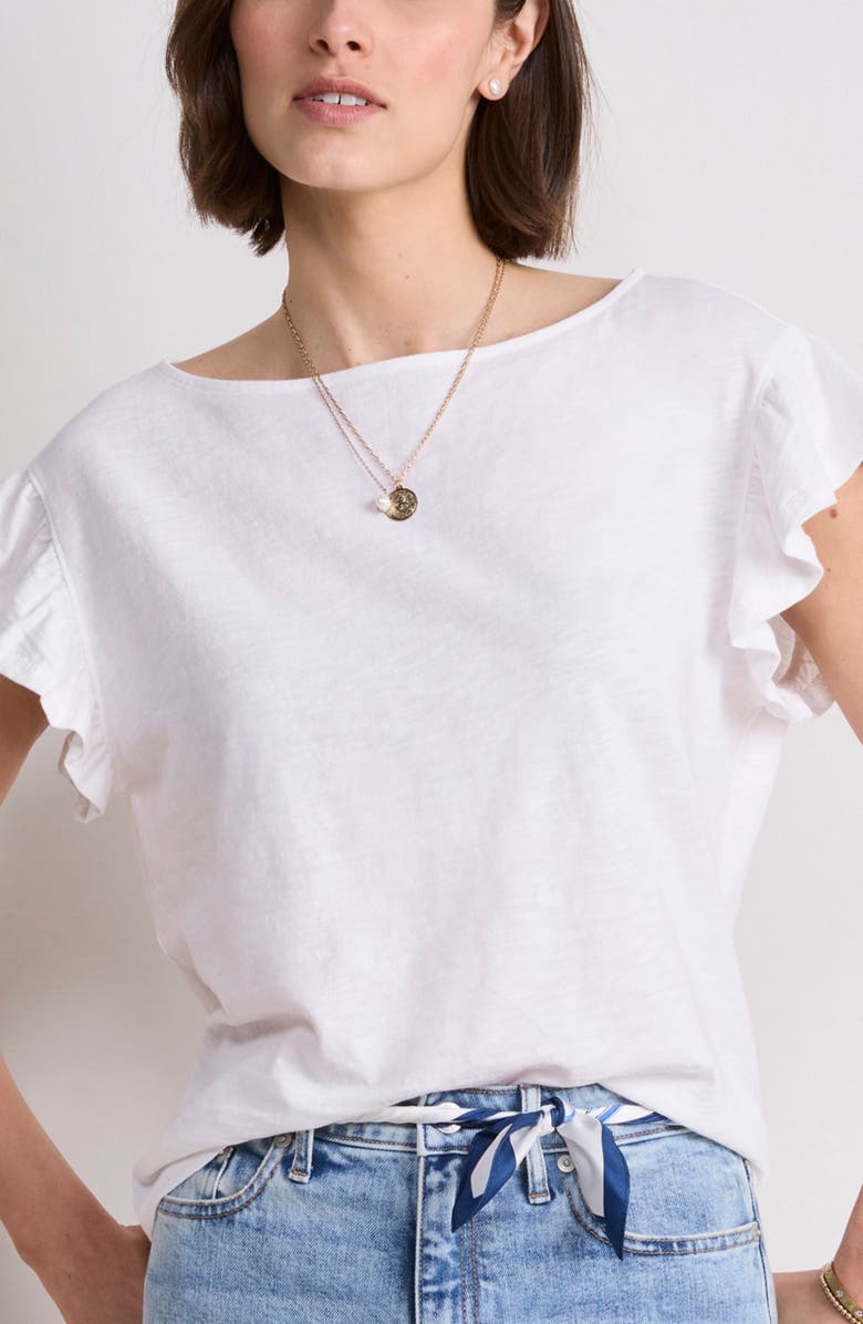 vineyard vines Flutter Sleeve Cotton T-Shirt, Main, color, White Cap