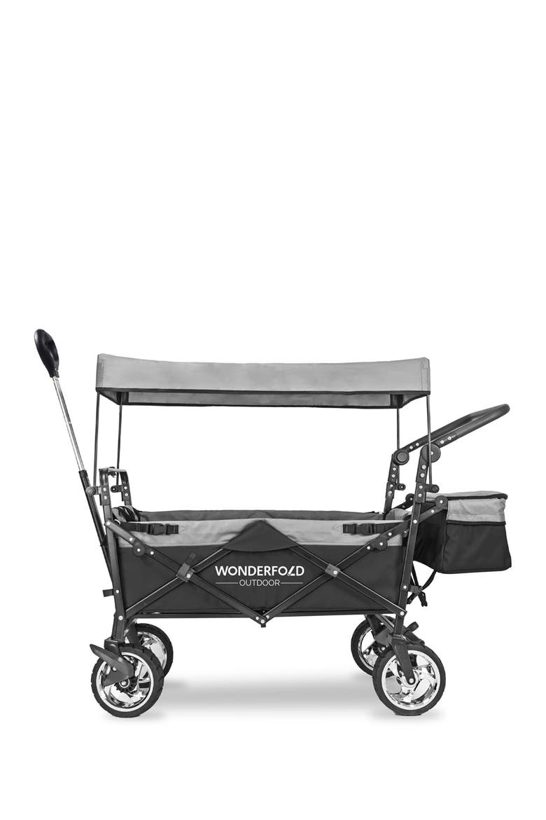 Push & Pull Outdoor Folding Wagon with Canopy - Black, Alternate, color, BLACK