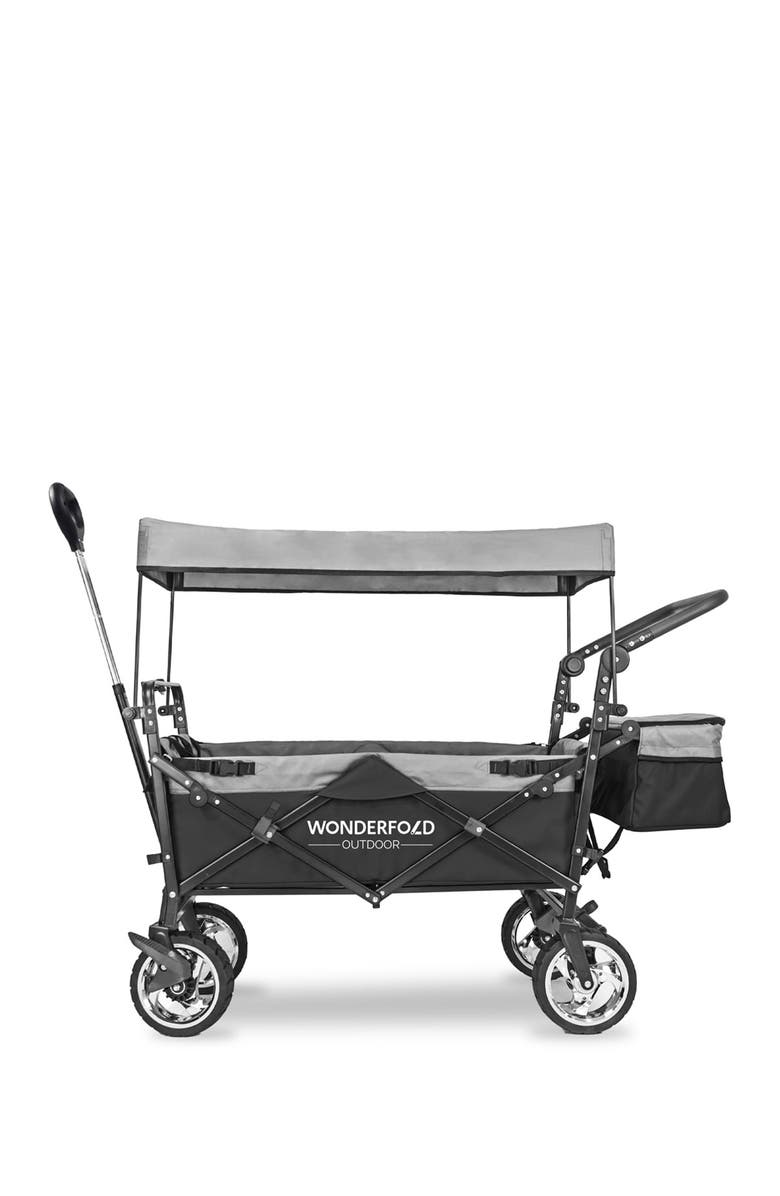 WonderFold Push & Pull Outdoor Folding Wagon with Canopy - Black, Alternate, color, Black