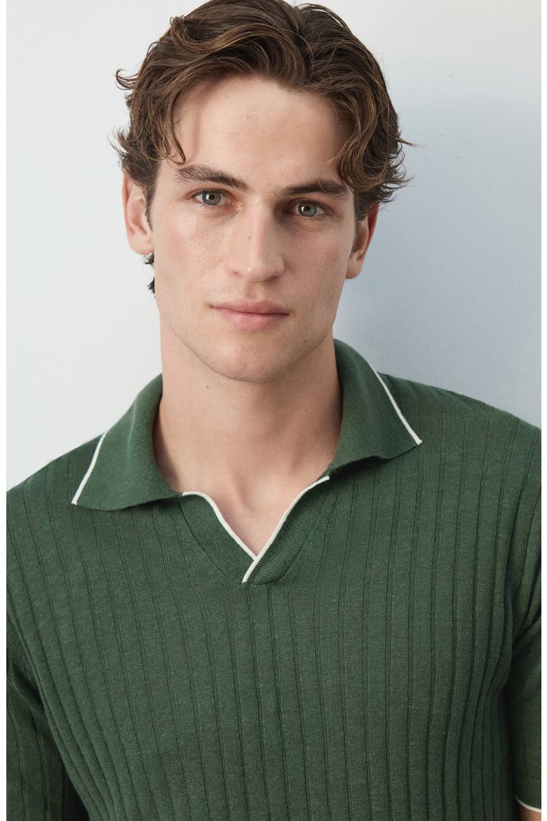 Regular Fit Linen Blend Rib Polo, Alternate, color, FOREST GREEN