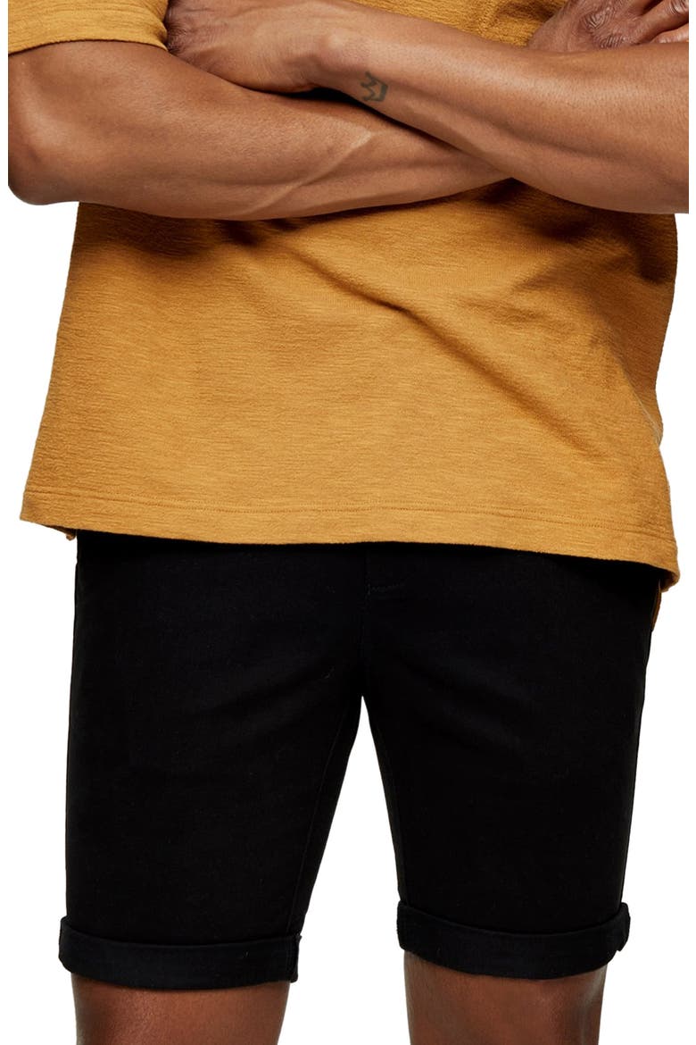 Stretch Skinny Chino Shorts, Main, color, NEW BLACK