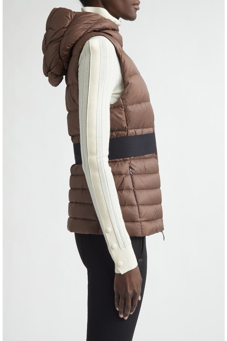 Melia Down Hooded Vest, Alternate, color, BROWN