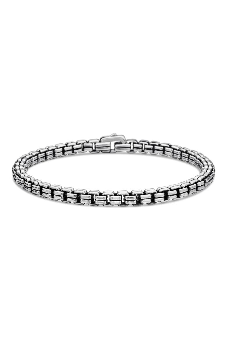Men's Double Box Chain Bracelet in Sterling Silver, 4mm, Main, color, SILVER