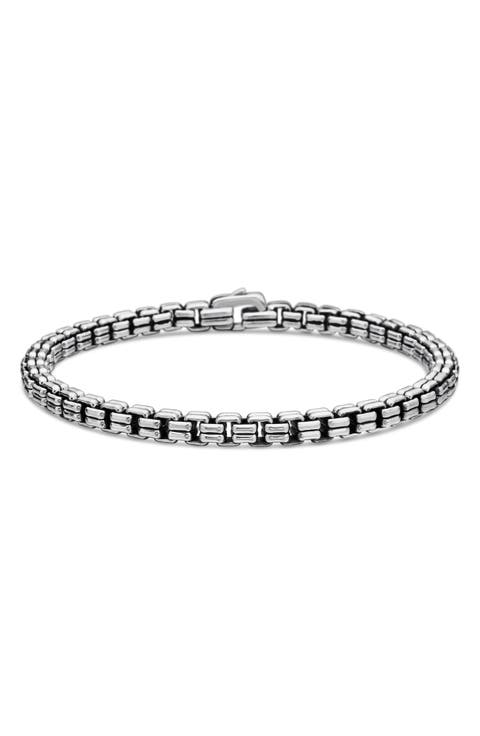 Men's Double Box Chain Bracelet in Sterling Silver, 4mm