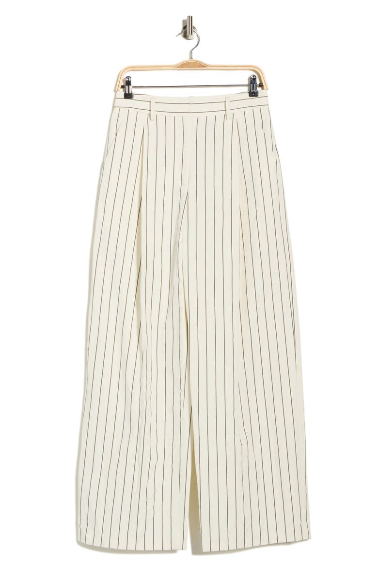 Greenwich Avenue Linen Wide Leg Pants, Alternate, color, IVORY / CHOCOLATE