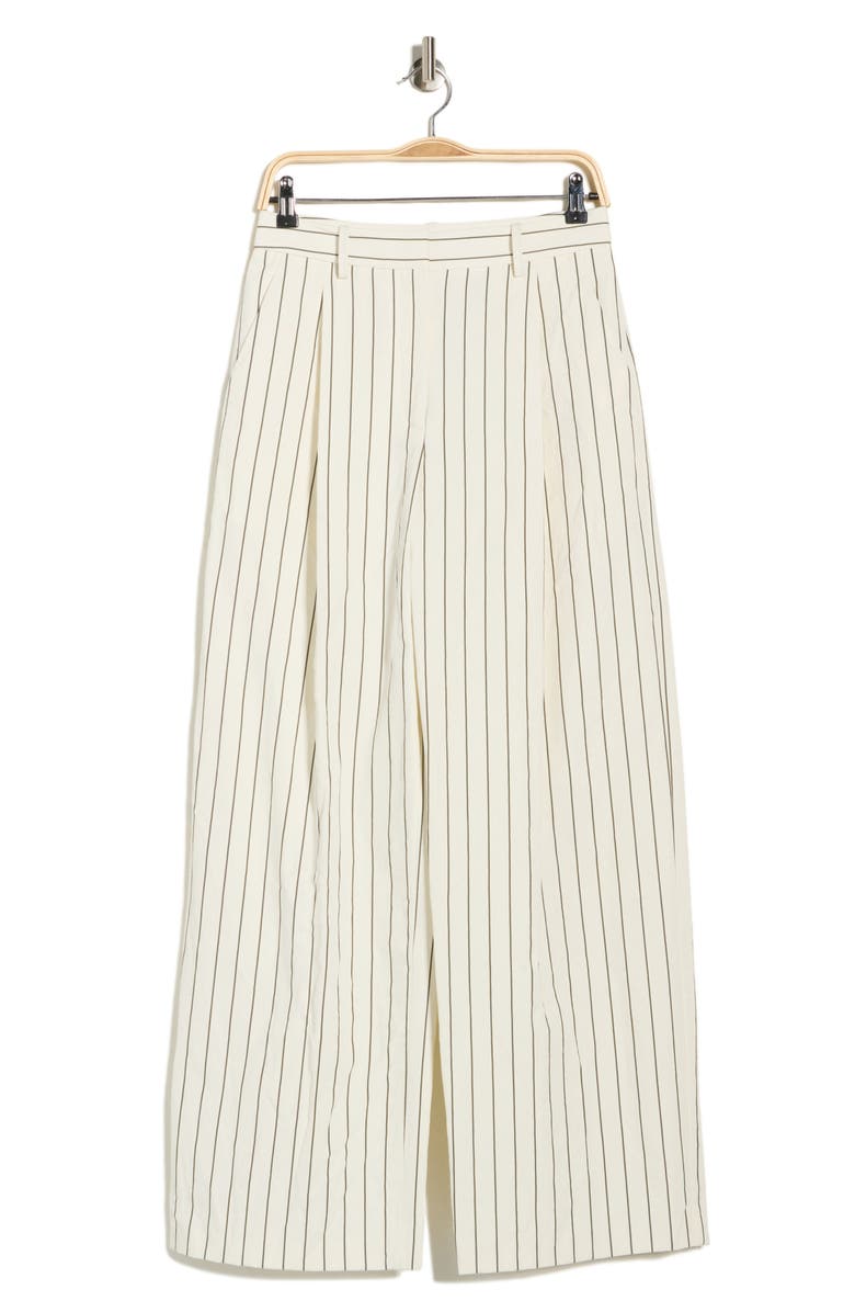 TWP Greenwich Avenue Linen Wide Leg Pants, Alternate, color, Ivory / Chocolate