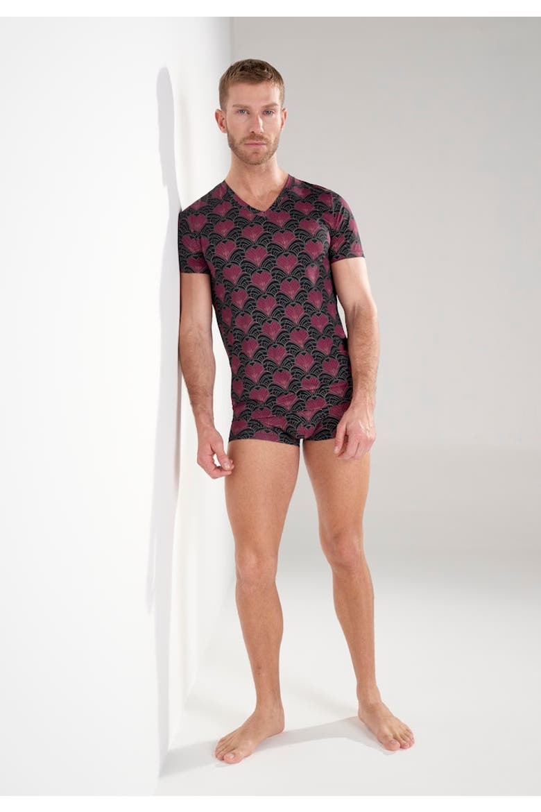 Carlyle Tee-Shirt V Neck, Alternate, color, Bordeaux Print