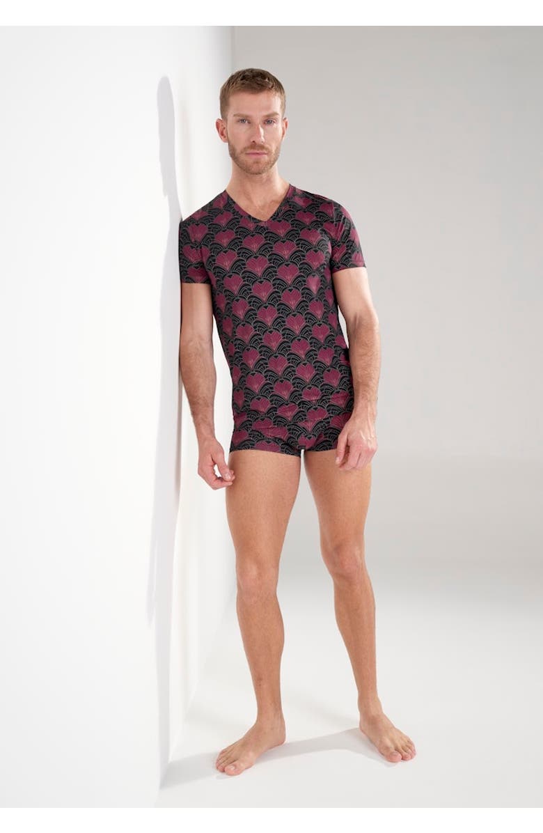 HOM Carlyle Tee-Shirt V Neck, Alternate, color, Bordeaux Print