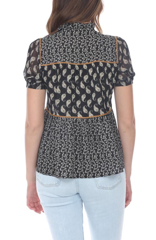 Rain And Rose Mix Print Top In Black Print