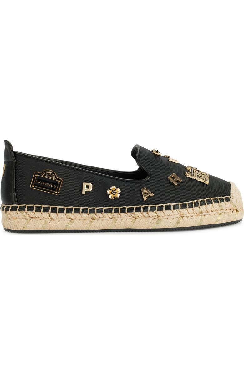 KARL LAGERFELD PARIS Michaela Espadrille Flat, Alternate, color, Black Rue Pins