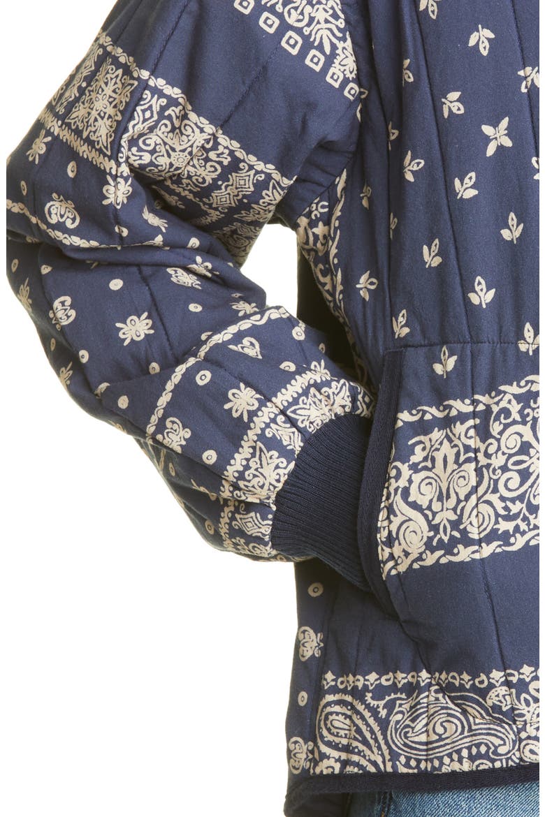 The Bandana Print Quilted Bomber Jacket, Alternate, color, NAVY BANDANA PRINT