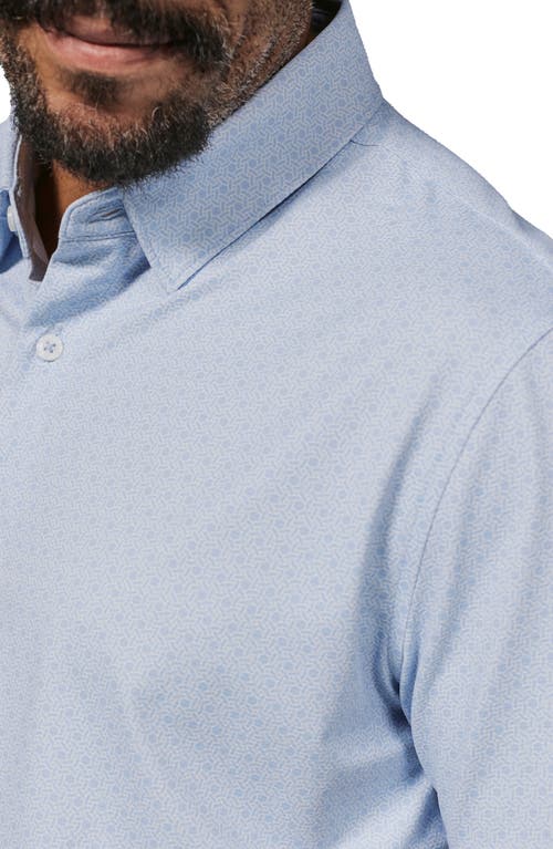 7 Diamonds Corsica Geo Print Short Sleeve Stretch Button-up Shirt
