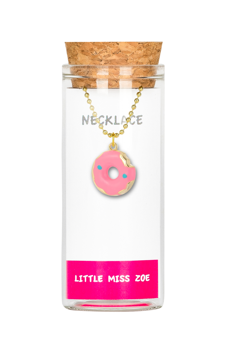 Little Miss Zoe Donut Charm Necklace, Main, color, Pink
