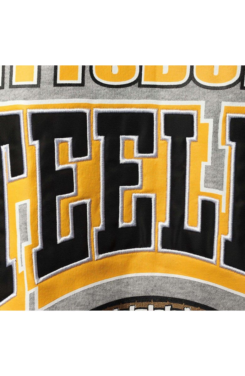 Mitchell & Ness Men's Mitchell & Ness Heathered Gray Pittsburgh Steelers Allover Print Fleece Pullover Sweatshirt, Alternate, color, 