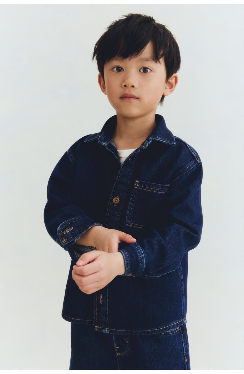 H&M Denim Overshirt, Alternate, color, Dark Denim Blue