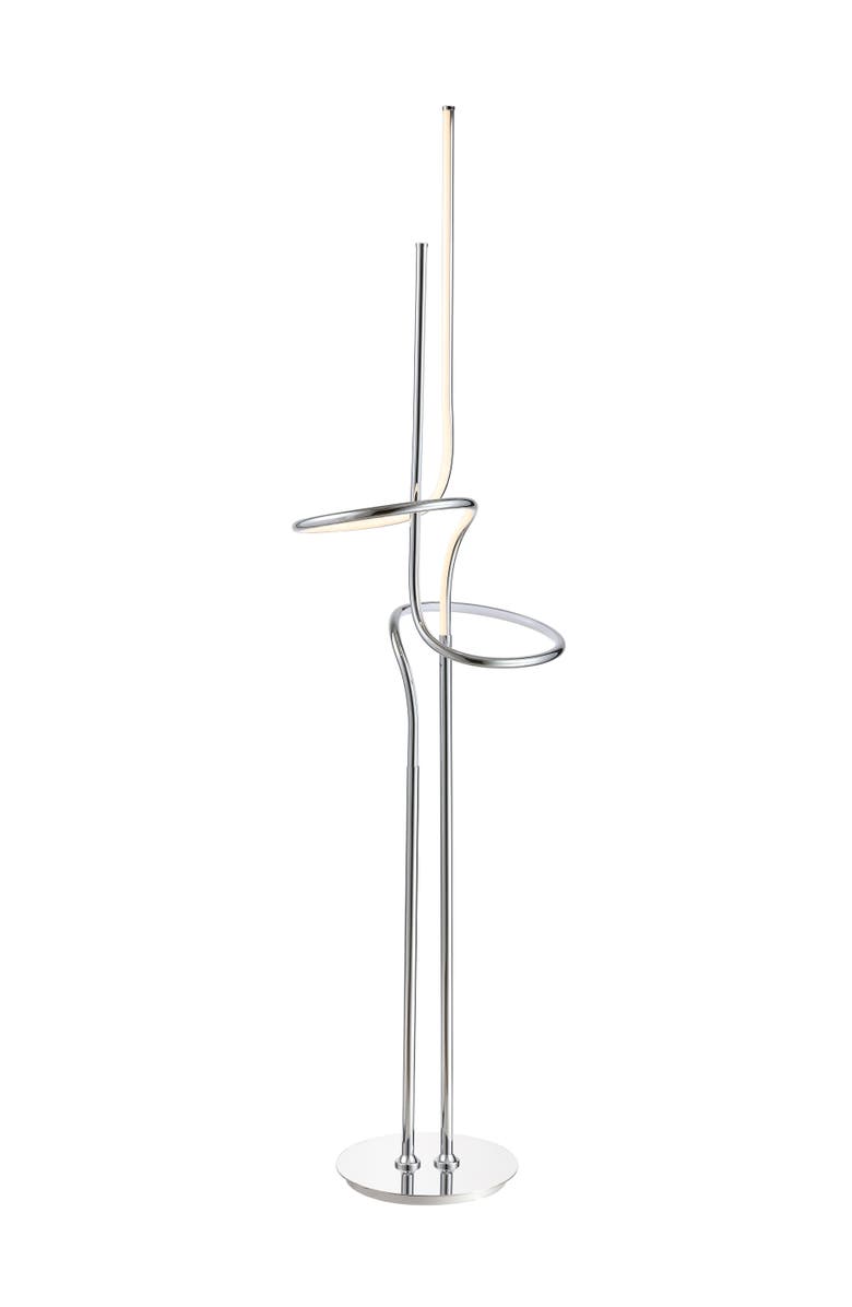 JONATHAN Y Sketch 64" Minimalist Dimmable Metal Integrated LED Floor Lamp, Alternate, color, Chrome