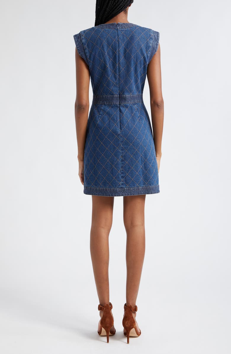 Veronica Beard Ginny Topstitch Denim Minidress, Alternate, color,