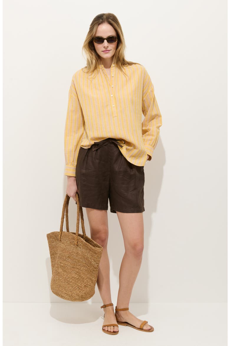 Nina Stripe Popover, Alternate, color, BROWN