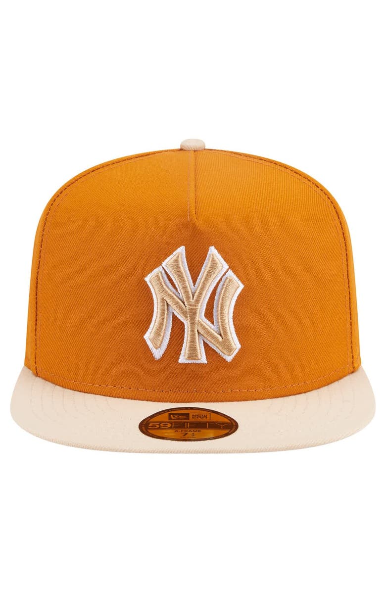 New Era Men's New Era Orange/Light Beige New York Yankees Two-Tone Color Pack A-Frame 59FIFTY Fitted Hat, Alternate, color, Orange