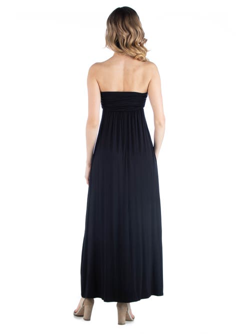 24seven Comfort Apparel Maternity Sleeveless Empire Waist Maxi Dress In Black