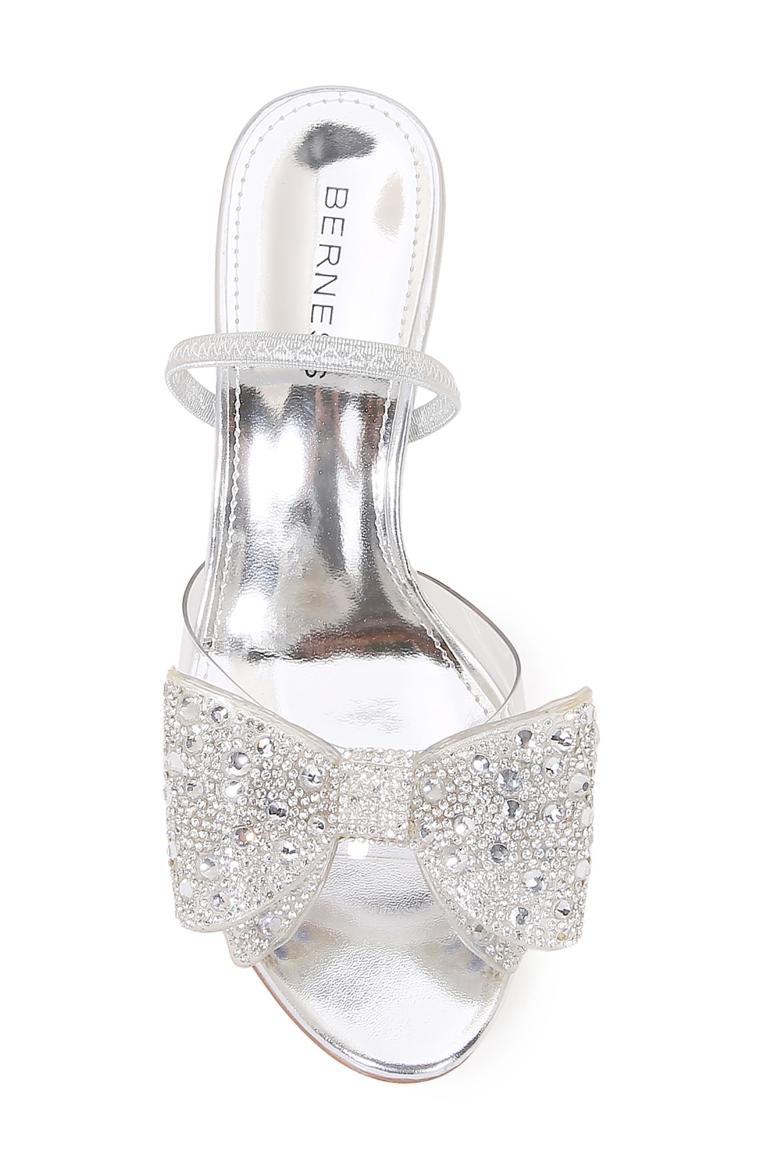 BERNESS Fonda Crystal Embellished Bow Sandal, Alternate, color, Silver