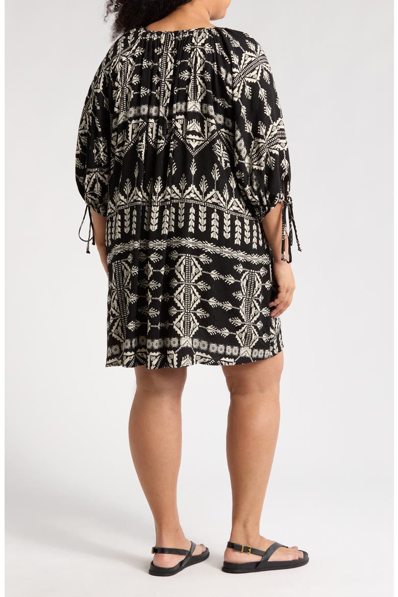 Boho Long Sleeve Tunic Dress, Alternate, color, BLACK