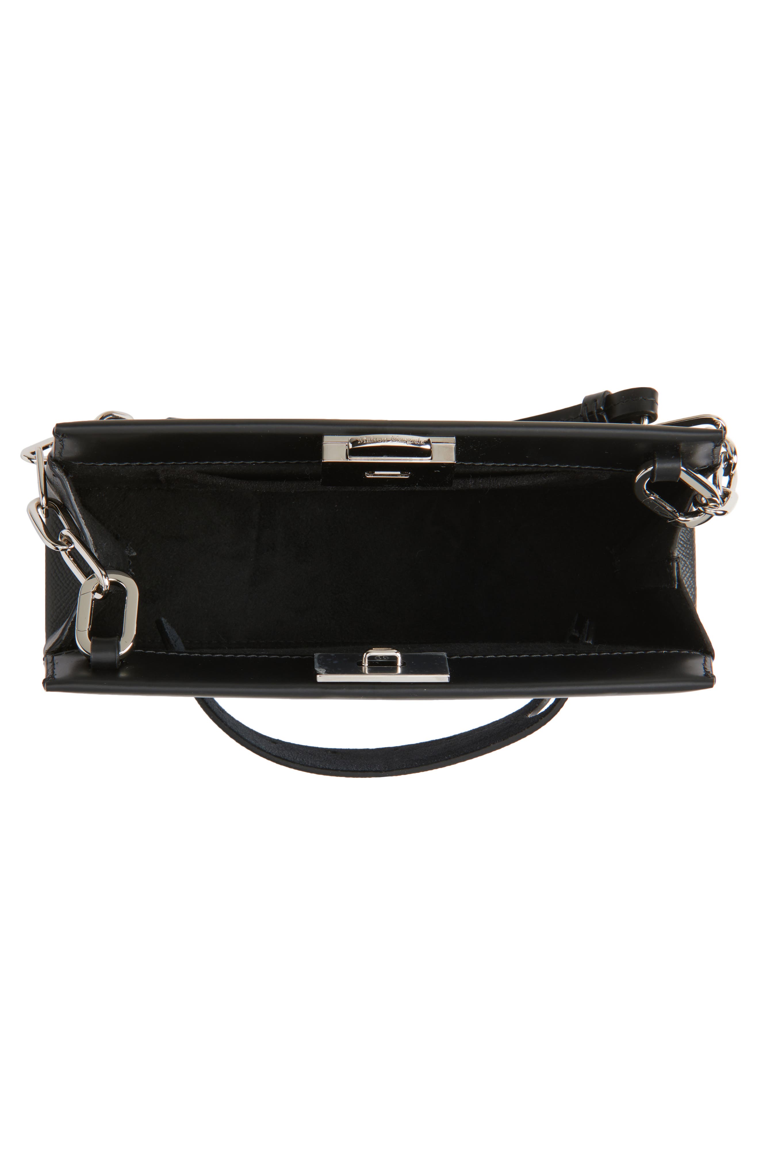 Maison Margiela Snatched Leather Shoulder Bag, Alternate, color, Black