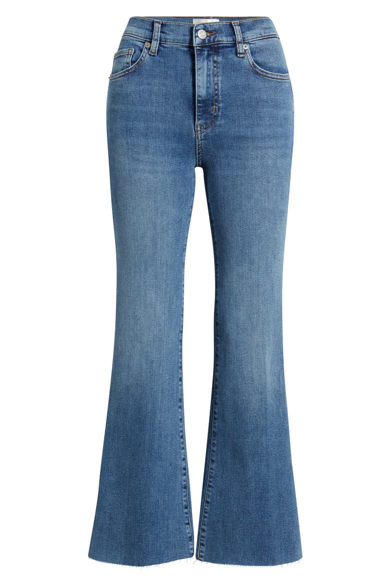 The Pixie Icon Raw Hem Flare Leg Jeans, Main, color, GOSSAMER