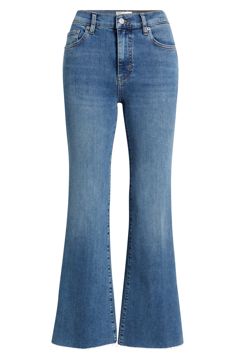 FRAME The Pixie Icon Raw Hem Flare Leg Jeans, Main, color, Gossamer