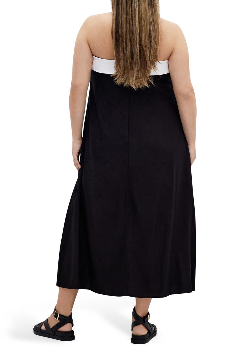 City Chic Lina Contrast Detail Strapless Dress, Alternate, color, Black