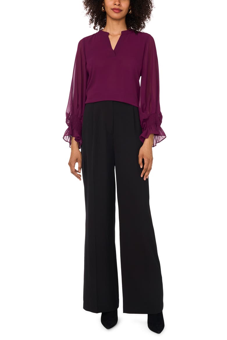 Long Sleeve Chiffon Top, Alternate, color, PICKLED BEET