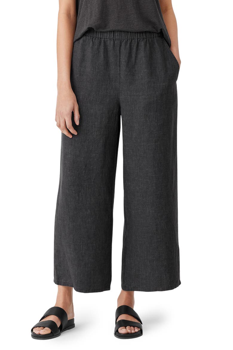 Organic Linen Crop Wide Leg Pants, Main, color, GRAPHITE