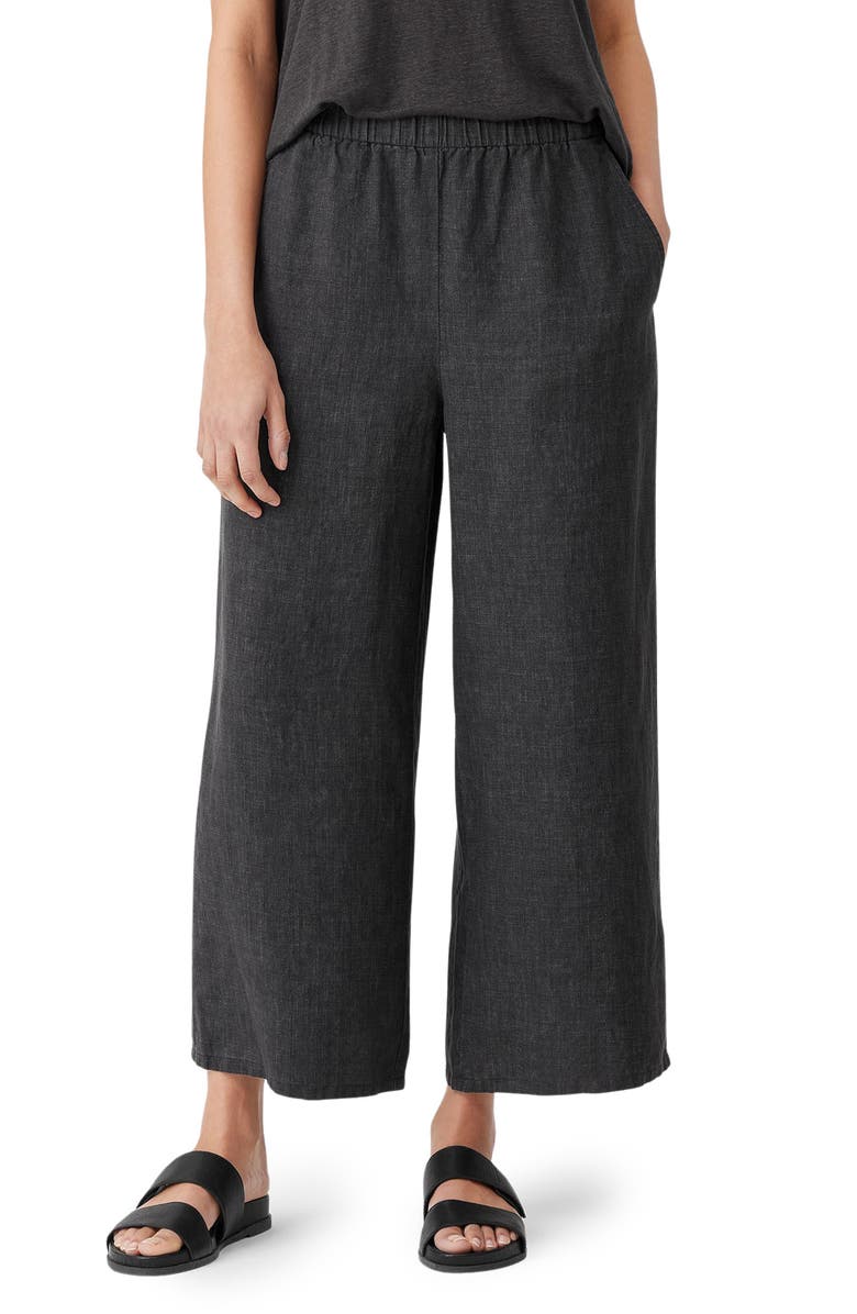 Eileen Fisher Organic Linen Crop Wide Leg Pants, Main, color,