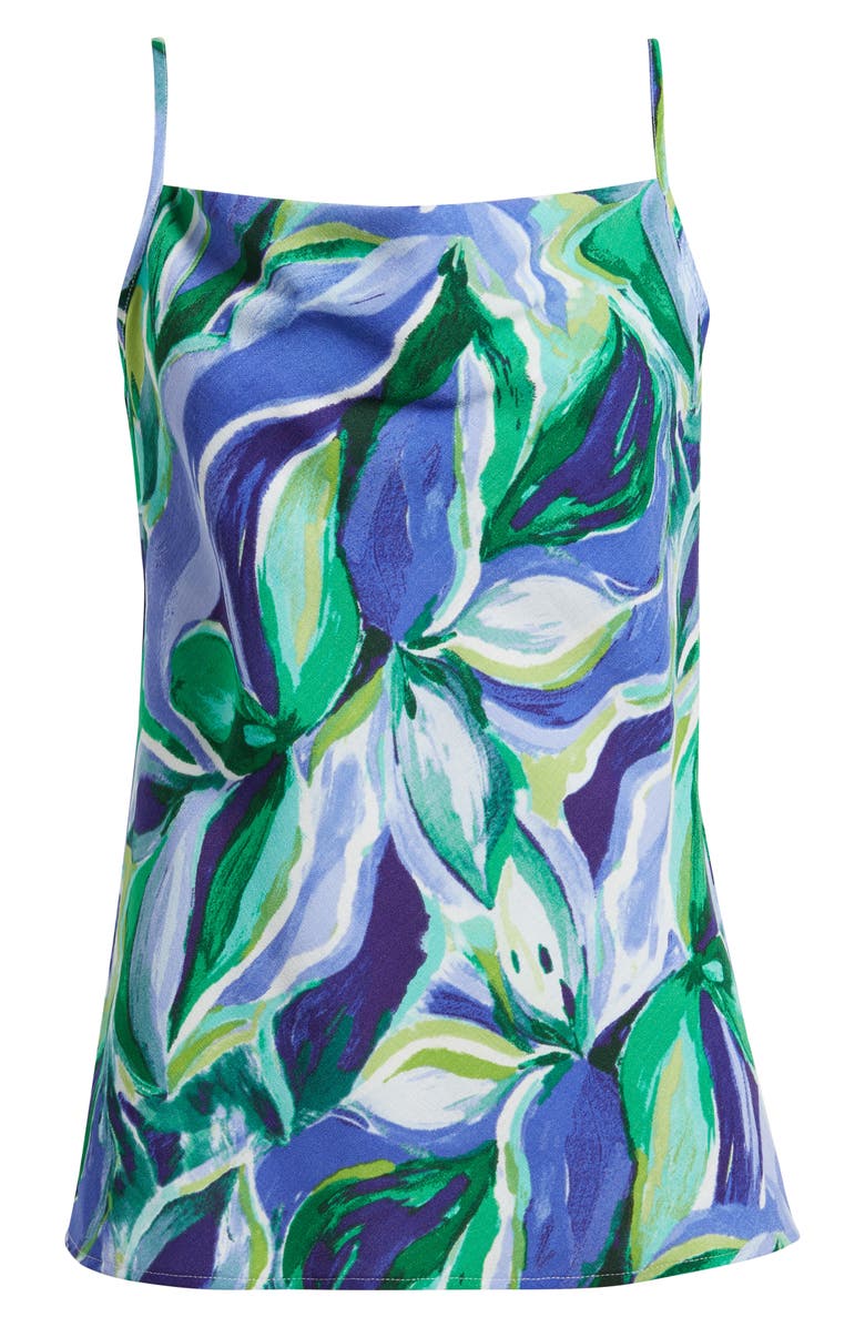 Tahari ASL Floral Satin Camisole, Alternate, color, Pacific Blue Floral