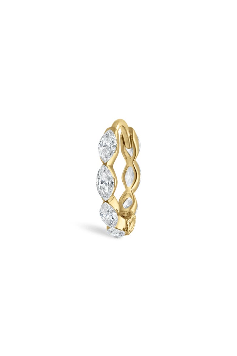 Single Diamond Marquise Eternity Hoop Earring, Main, color, YELLOW GOLD