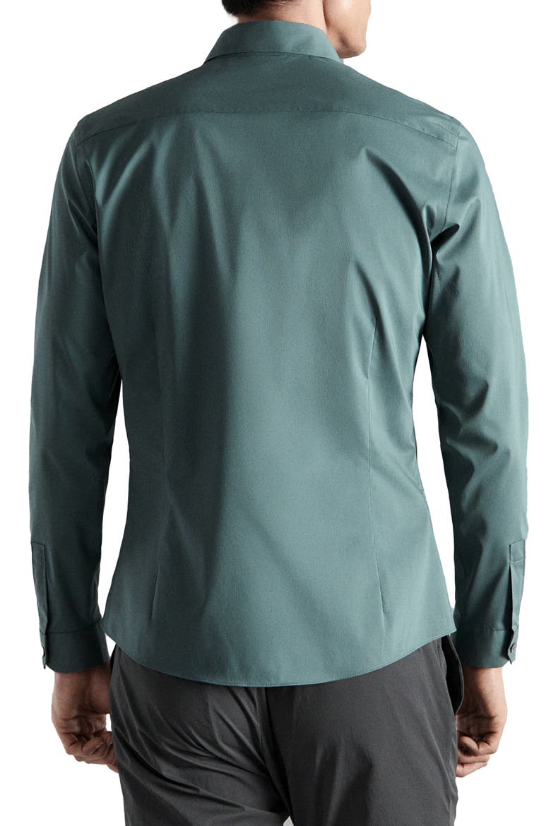 Regular Fit Stretch Cotton Blend Button-Up Shirt, Alternate, color, MEDIUM GREEN