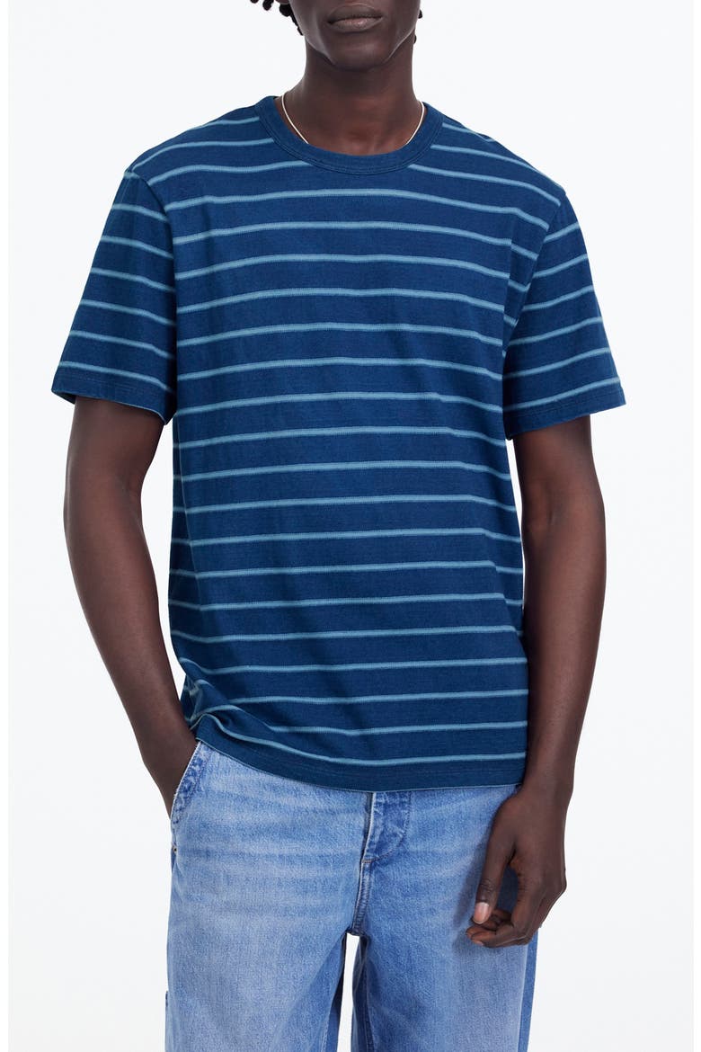Indigo Dyed Cotton Slub T-Shirt, Main, color, DARK INDIGO