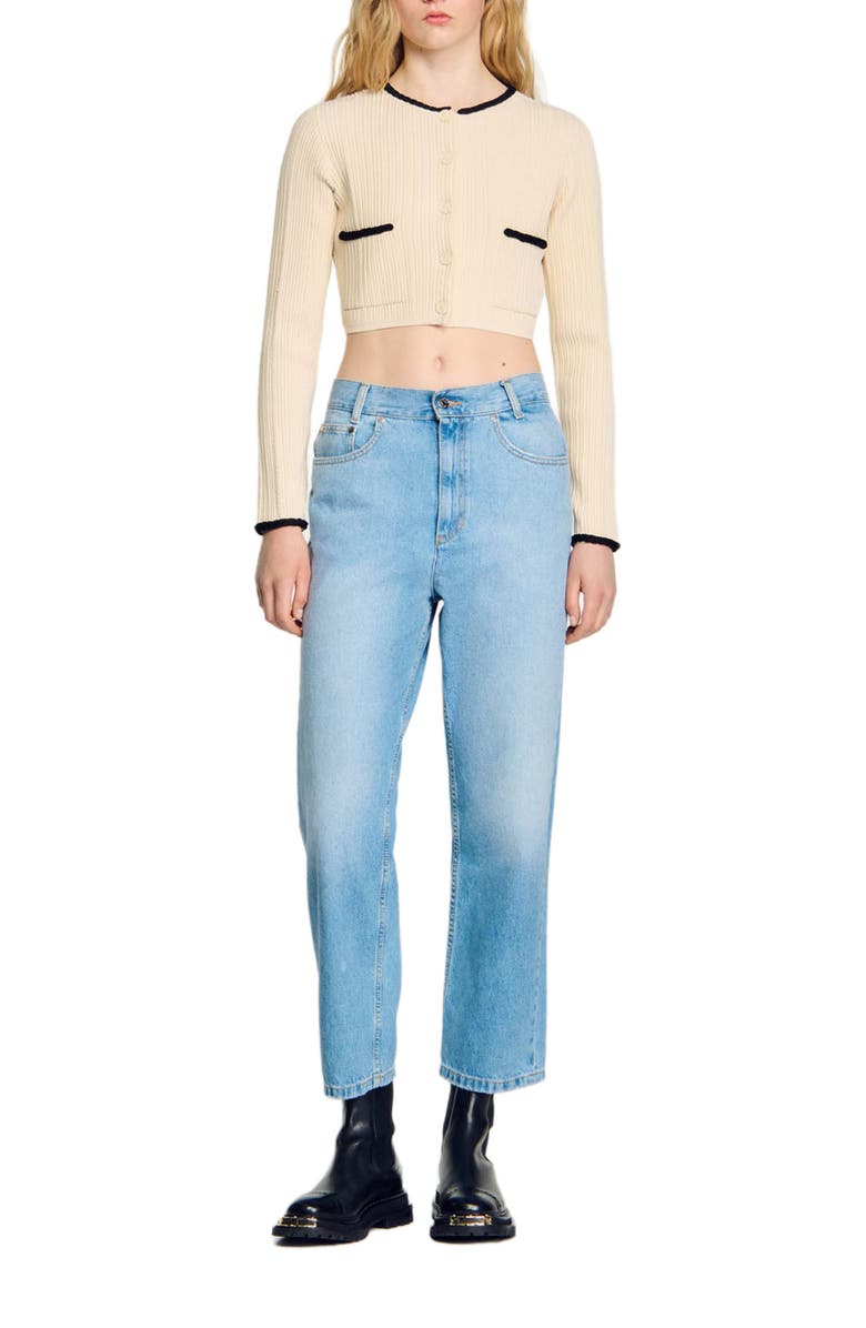 SANDRO Pointelle knit cardigan, Alternate, color, 