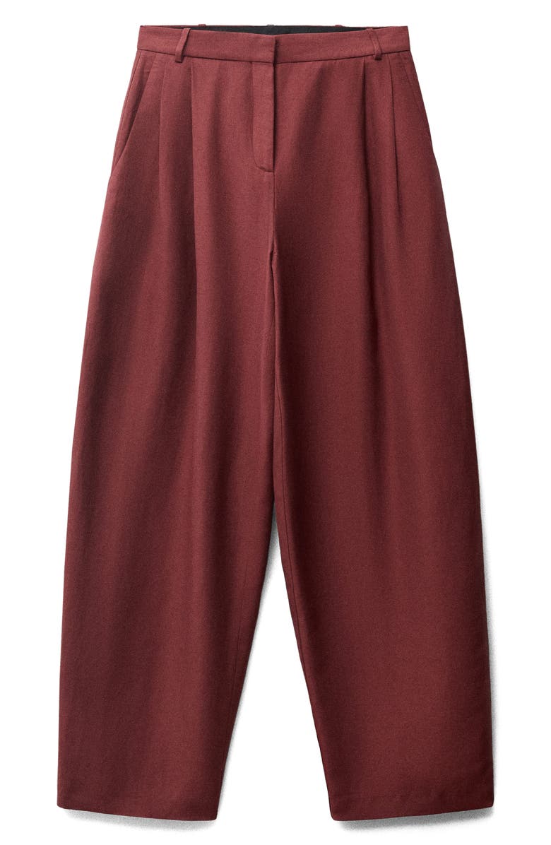 MANGO Pleat Front Wide Leg Suit Pants, Alternate, color, Wine